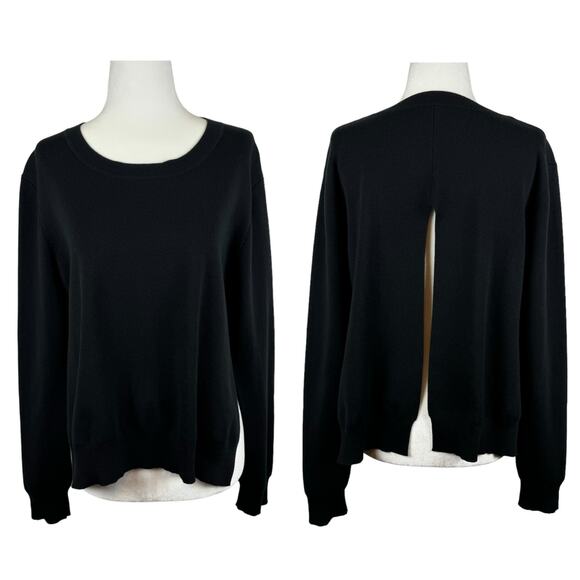Kobi Halperin Womens Open Back Side Slits Black Crewneck Sweater Sz XL | Neutral - Picture 1 of 16